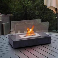 安心購 桌上型壁爐暖爐 氛圍燈 酒精壁爐 小型便攜式火爐 取暖 玻璃氛圍燈 氣氛燈 金屬 小暖爐 酒精桌上壁爐, 長方形質感黑