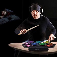 전자드럼 휴대용드럼 패드 연습용 롤 전자드럼 악기, 1개, 컬러 / 블루투스 APP 연결 / 충전식