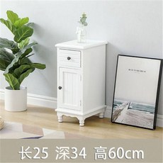 椿嶼 床頭櫃小型鬥櫃 臥室簡約多層五鬥櫃 實木旁櫃 超窄夾縫儲物客廳收納, 長25白色一抽一門25-34-60高,整裝, 1個