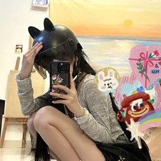 경량헬멧 배달 바이크 C 스쿠터 하이바 오토바이, 1개, 3C 무광블랙 티 숏 캣이어