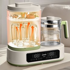 消毒鍋 臺式消毒櫃 二合一暖奶 奶瓶消毒鍋 溫奶器 殺毒除菌 110V, 110V美規清新綠色（國內禁用）