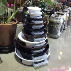 원예용품 서랍 원형 물받침 화분받침대 2호, 블랙