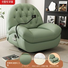 리클라이너 의자 수동 각도 조절 천연가죽 전동 패브릭, 캣클로 가죽 모란디그린 수동 A