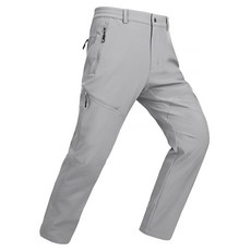 YSENTO 남성용 단열 스노우 팬츠 스키 겨울 플리스 안감 소프트쉘 하이킹 카고 방수 라이트 그레이. 34