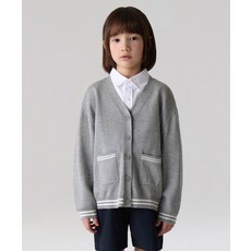 무신사 스탠다드 MUSINSA STANDARD KIDS 릴렉스드 프레피 가디건 [미디엄 그레이/화이트] MKEWC1Z04-A2 418429