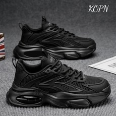 KOPN 남성 신발 여름 순흑 패션 운동화 두꺼운 바닥 쿠션 통기 망면 캐주얼 운동화
