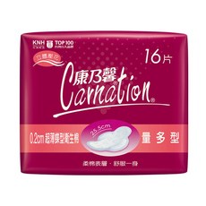 康乃馨超薄蝶型衛生棉 量多型 16片, 1個, 25.5cm