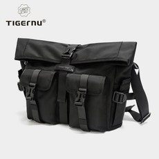 TIGERNU 側背包 可折疊擴展設計 防水耐磨, 黑色
