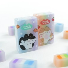 핑크풋 냥냥 레인보우 지우개 잘 지워지는 지우개 초등학생, 1개, 랜덤