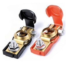 오아시스 자동차 배터리터미널 신주 커버형 철/황동재질 양+음- 2개세트, 1세트, 황동+-세트