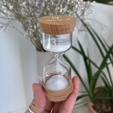 멋픽 강화유리 3분 10분 15분 한시간 인테리어 모래시계, 1분, 우드 파스텔 화이트