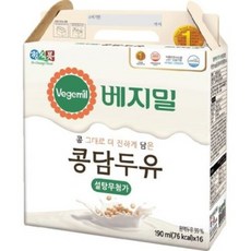베지밀 무가당 콩담두유(190mlx16팩), 1개, 1L