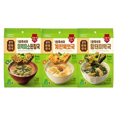 풀무원 간편국 3종 세트 (황태미역국 5입 + 미소된장국 5입 + 황태계란북엇국 5입), 6g, 15개