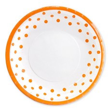 파티쇼 NEW 라인 도트 접시 6개입 생일 파티 셀프 홈파티 테이블 장식 피크닉 소품, 23cm, 오렌지