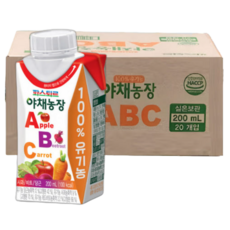 파스퇴르 100% 유기농 야채농장 ABC 주스, 200ml, 180개