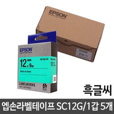 엡손라벨테이프 SC12G/녹색/흑글씨/12mm 5개 rkr72893zV, 단일