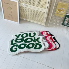 유룩굿 YOU LOOK GOOD 레터링 발매트 욕실 주방 현관 침실 바닥매트 발판, 블랙