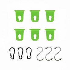 카라반 캠핑카 RV용 레일 어닝 고리 행거 후크 세트, 5. 연두3개 + 연두3개 + 비너3개 + S고리3개