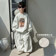 男童印花加絨套裝 韓版童裝 運動卡通中性風寶寶衣服 潮