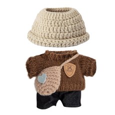 BAIKEA 인형용 옷 시크 의상 세트 17cm 인형 의류 액세서리 포함 블루 롬퍼 + 상의 + 블루 모자 (인형 없음), 브라운 스웨터 + 블랙 진 + 카키 백 + 모자, 1개