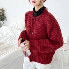 Baiwife 스웨터 여 나른 쇼트 굵은 바느질 스웨터 코트 여 꽈배기 니트 가디건 루즈