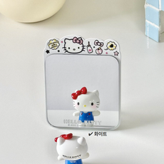 정품 헬로키티 메탈 스탠드 데스크 미니 미러 거울, 화이트