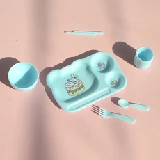 미니어처 인형의 집 다이닝 플레이트 그릇 컵 세트 미니 식기 OB11 BJD 액세서리 장난감 1/6 체중계, 01 mini model toy, 06 1 set color B