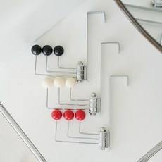 [메종드정글] 미드센추리 접이식 도어행거 도어옷걸이 문걸이행거 무타공 방문옷걸이 (크림 블랙 레드), 크림