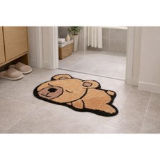곰돌이 발매트 포근한 미니러그 2종, 1개, 브라운,