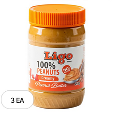 리고 100% 땅콩버터 크리미, 453g, 3개