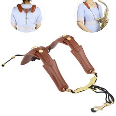 Danchet 용 가죽 색소폰 스트랩 조절 가능한 스트랩이 있는 색소폰 스트랩 색소폰 스트랩 색소폰 알토 및 소프라노 클라리넷용 금 도금 금속 트리거 (브라운).