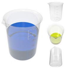 플라스틱 비이커 (300ml) 눈금 계량컵 비커 액체소분 측정 과학실험 다용도 (5개)