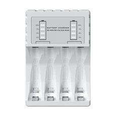 4슬롯 배터리 충전기 LCD 지능형 디스플레이 1.2V Ni-MHNi-Cd AAAAA, 02 White