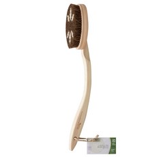 MARNA 曲柄檜木馬毛豚毛沐浴刷 B583 可拆式長柄 洗澡按摩搓背刷, 1個, 黑色白色, 1個裝