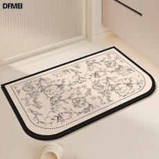 DFMEI 浴室地墊硅藻泥吸水速幹腳墊防滑洗手間衛生間用地毯現代簡約, 1個, 【軟硅藻泥】浮繪花影拱形