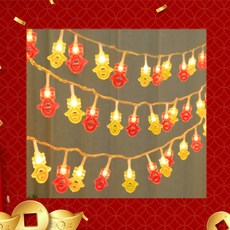 新年春字燈串 金紅雙色3公尺 USB乾電池兩用 閃爍/恆亮雙模式 喜氣春節燈飾 過年佈置, 1件, 金紅雙色