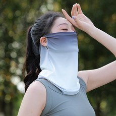 夏季冰絲防曬掛耳面罩 女冰涼透氣 面紗圍脖護頸開車 多功能防塵