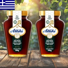 그리스 아티키 감로꿀 다크브라운 그릭허니 토종 천연 벌 꿀 500g, 2병