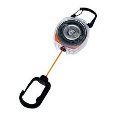 KEY-BAK Key-Connect 61cm(24인치) 접이식 키체인 듀얼 카라비너 벨트 클립 키 홀더 최대 5개의 키를 담을 수 있음 투명 케이스 오렌지 코드 투명., 1개
