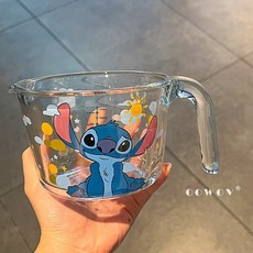 디즈니 스티치 유리 계량컵 주방용품 유아컵 유아식기 선물세트, 정품 스티치 750ml