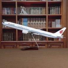 飛機模型 帶輪子帶燈仿真飛機模型1:157國航波音777民航客機收藏禮品擺件 航模客機 仿真原型機 航空模型, 1個, 標配版（帶輪子不帶燈）