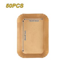 空氣炸鍋紙 烘焙紙燒烤盤墊 廚房烤箱不粘油襯墊 200入 長方形方形, 50PCS, 1個