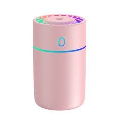 幻彩燈加濕器 大霧量 USB桌面加濕 車用空氣補水, 粉色, 如圖所示