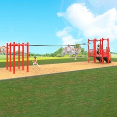 더블 짚라인 놀이기구 광장 놀이터 야외 키즈 펜션, 사각 더블 슬라이드