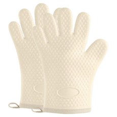 Tiger Pavilion 실리콘 단열 오븐 장갑, 1세트, 화이트