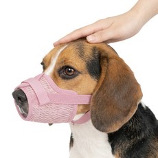 렛츠독 강아지 벨크로 경량 메쉬 입마개 산책용 훈련용 마스크 L, 메쉬핑크, 1개