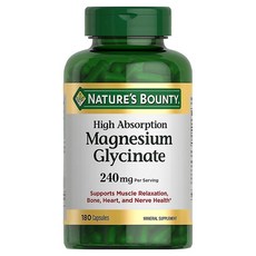 NATURE'S BOUNTY 高吸收率甘胺酸鎂 240毫克 膠囊, 1個, 180錠