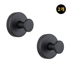 알로헬로 무타공 강력흡착 스텐 벽걸이 후크 2P 벽걸이 수납걸이 욕실 주방, 2개, 블랙