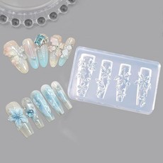 LIFOOST 3D 플라워 네일 몰드 실리콘 릴리 참 장식 매니큐어 디자인 도구용 아트 꽃 조각 템플릿, 아이스 플라워