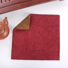 【開發票/統編】純棉茶巾 加厚吸水 不掉毛 雙面細絨 茶具配件專用 茶藝必備, 1個, 酒紅色1條裝